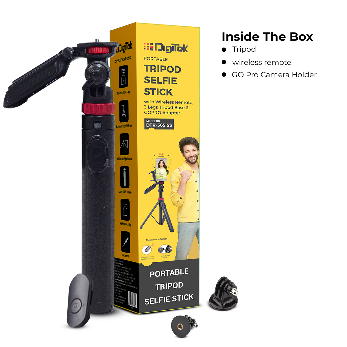 DIGITEK PORTABLE TRIPOD SELFIE STICK (DTR-565 SS
