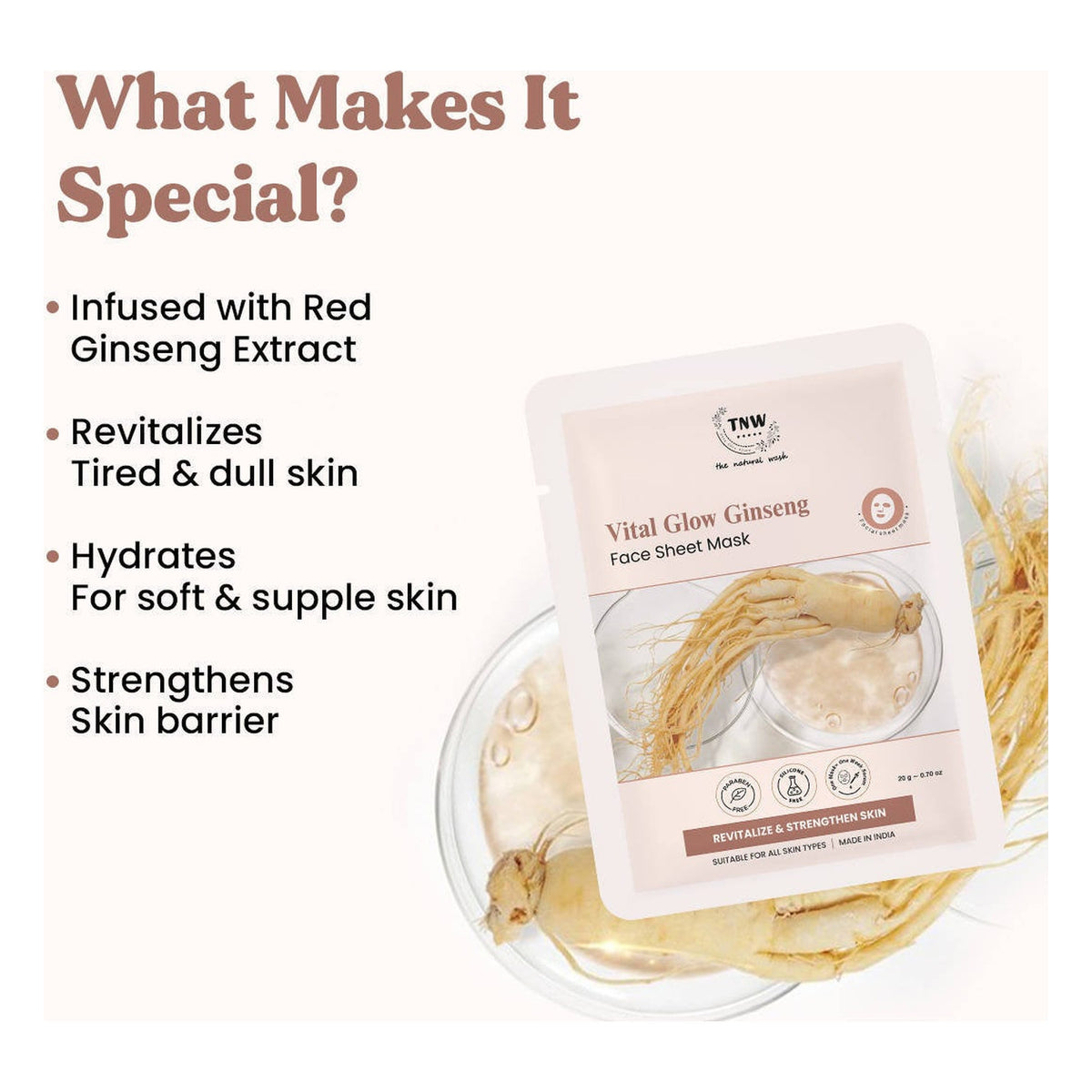 THE NATURAL WASH VITAL GLOW GINSENG FACE SHEET MASK 20G