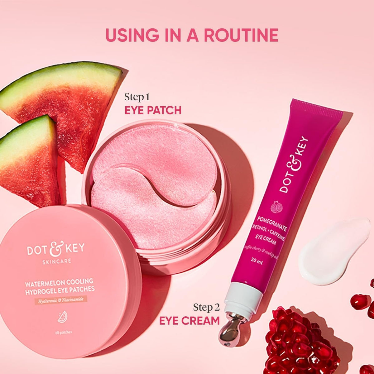 DOT & KEY WATERMELON COOLING HYDROGEL 60 EYE PATCHES WITH HYLURONIC & NIACINAMIDE