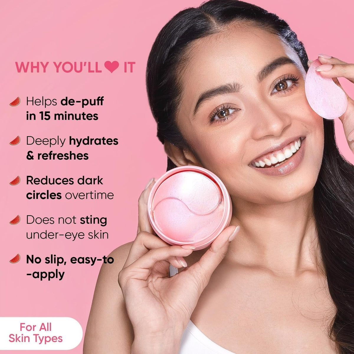 DOT & KEY WATERMELON COOLING HYDROGEL 60 EYE PATCHES WITH HYLURONIC & NIACINAMIDE