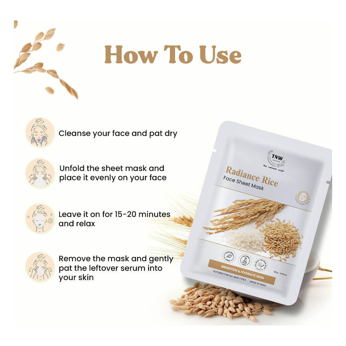 THE NATURAL WASH RADIANCE RICE FACE SHEET MASK 20G