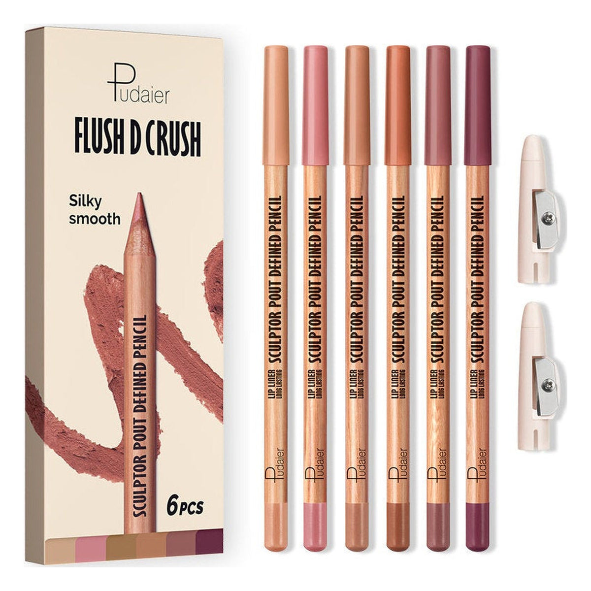 Pudaier Flush D Crush silky smooth sculptor pout defined pencil set of 6