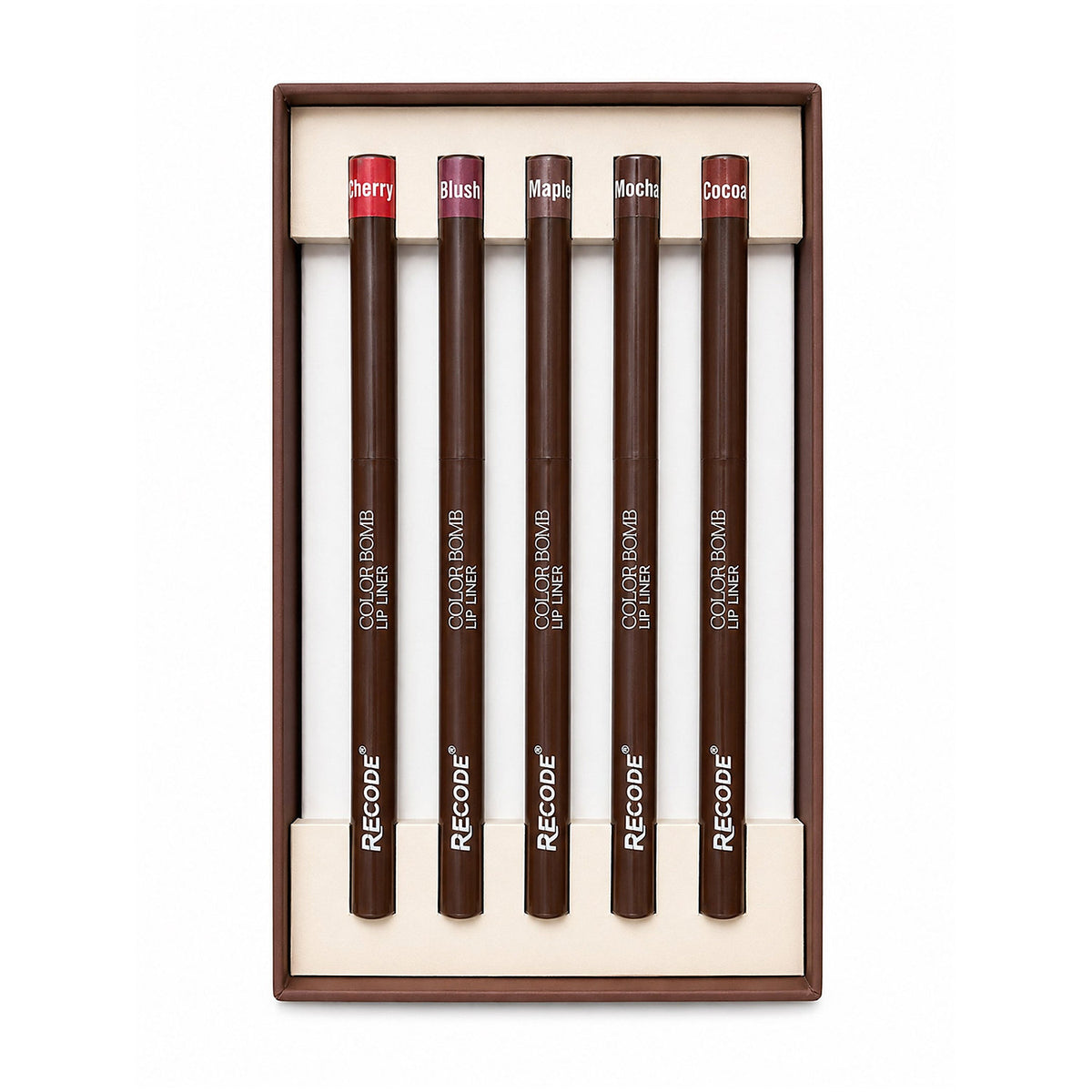 Recode 01 Brown Color Bomb Lip Liner Set of 5 ( 5 X 0.3 G)
