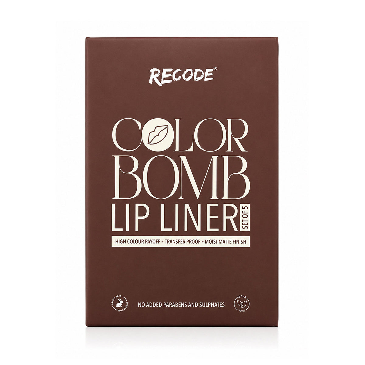 Recode 01 Brown Color Bomb Lip Liner Set of 5 ( 5 X 0.3 G)