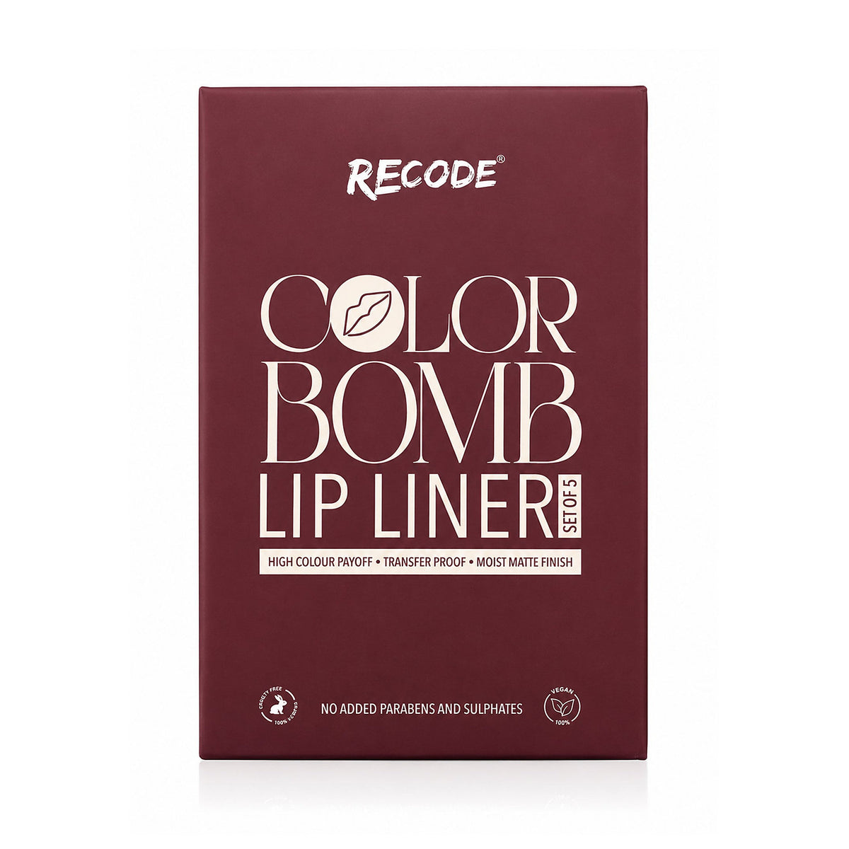Recode 02 Red Color Bomb Lip Liner Set of 5 ( 5 X 0.3 G)