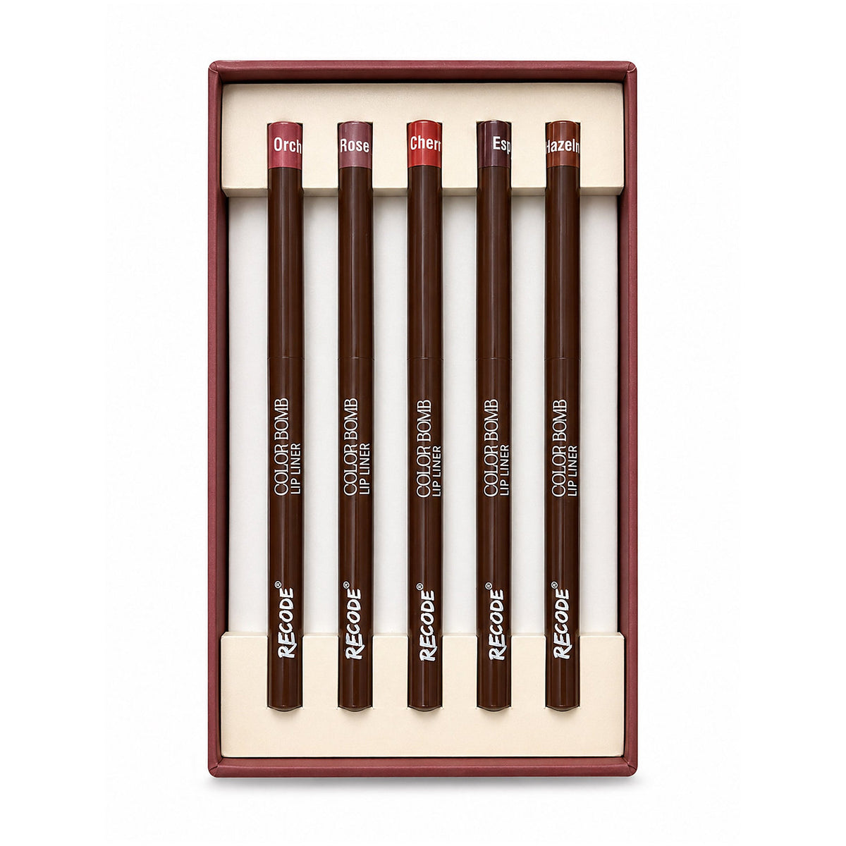 Recode 02 Red Color Bomb Lip Liner Set of 5 ( 5 X 0.3 G)