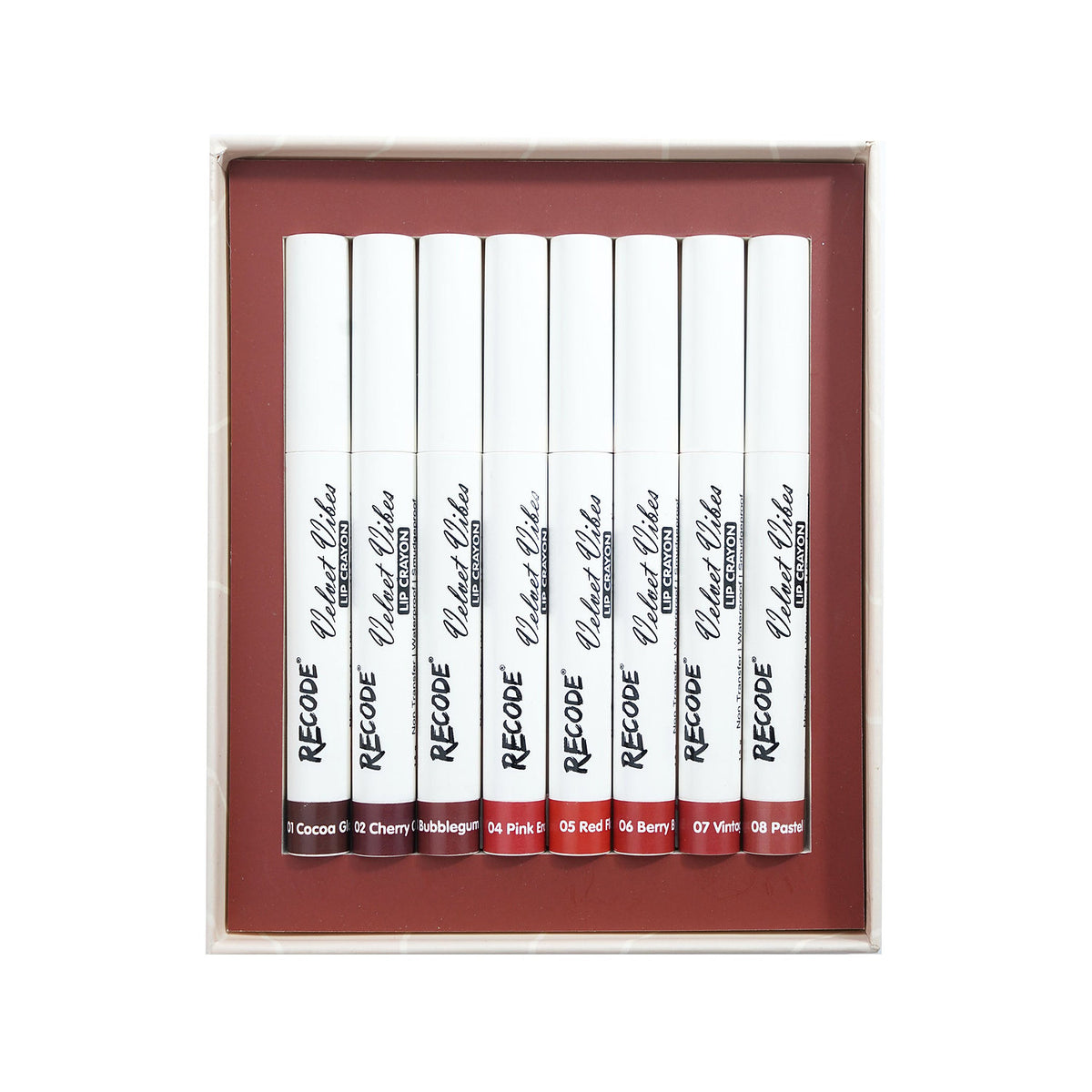 Recode Smudge-proof and waterproof Lip Crayon Set Of 8 (1.5 G X 8)