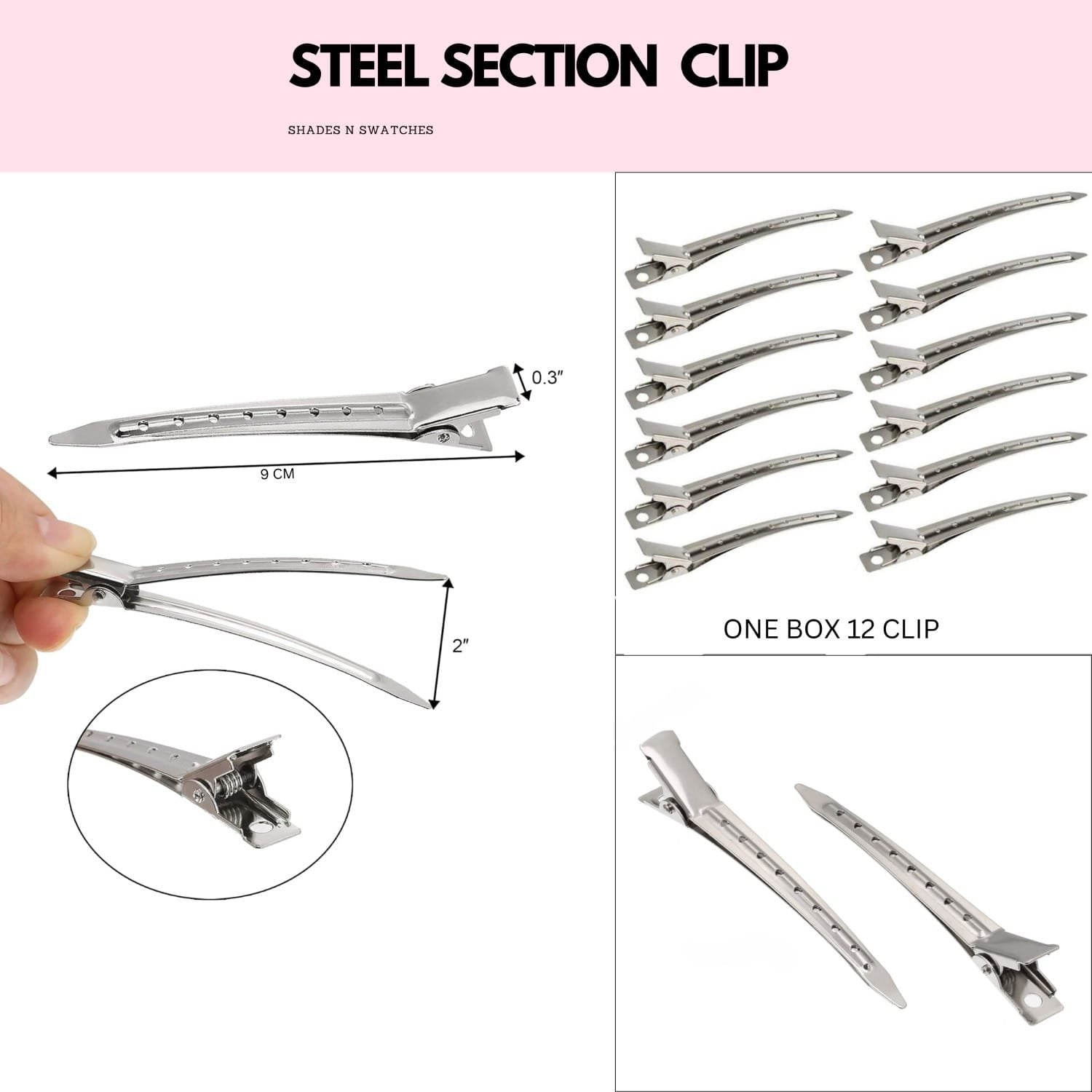 STEEL SECTION CLIP BIG 9CMS (12PCS BOX) #all
