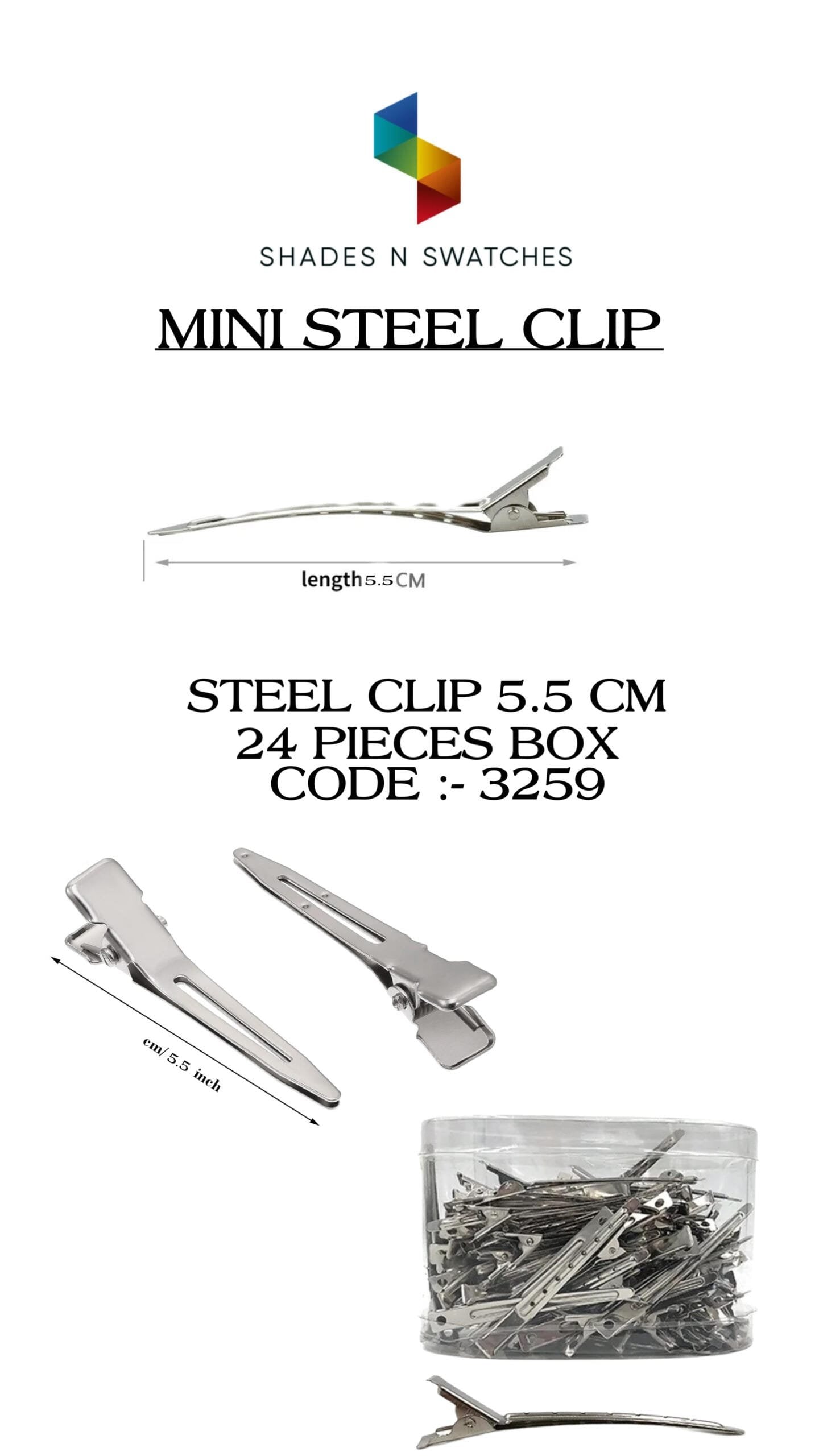 STEEL SECTION CLIP SMALL 6CMS (24PCS BOX) #all