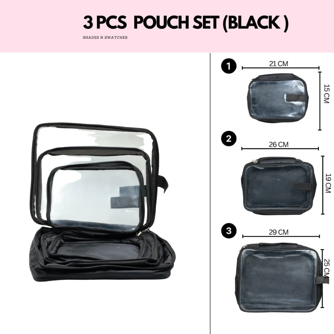 3 pcs pouch set (black ) #all
