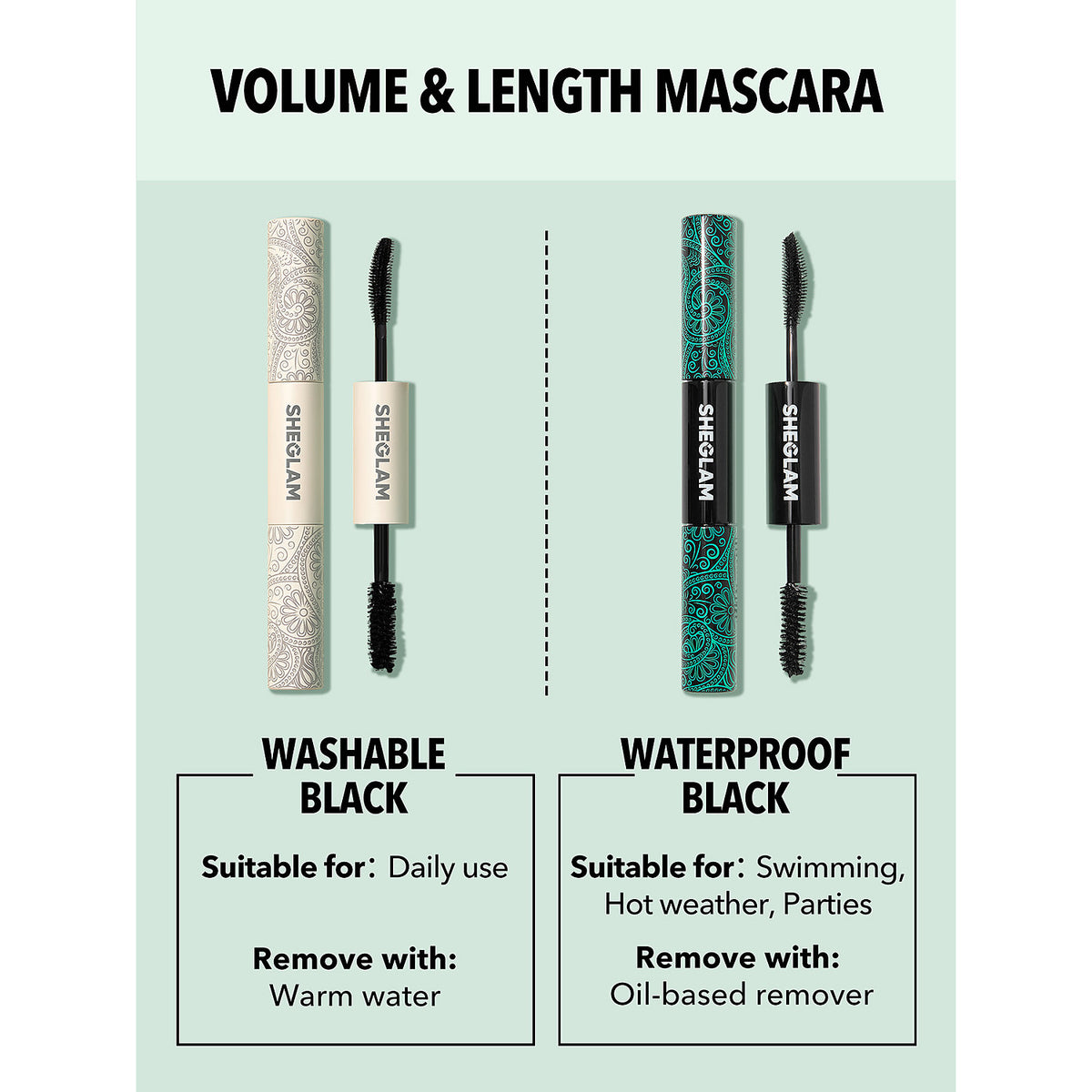 SHEGLAM ALL-IN-ONE VOLUME & LENGTH MASCARA 4G*2 - (WATERPROOF BLACK)