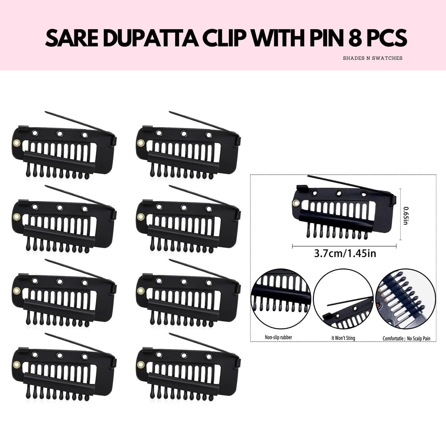 saree dupatta clip with pin 8 pcs set