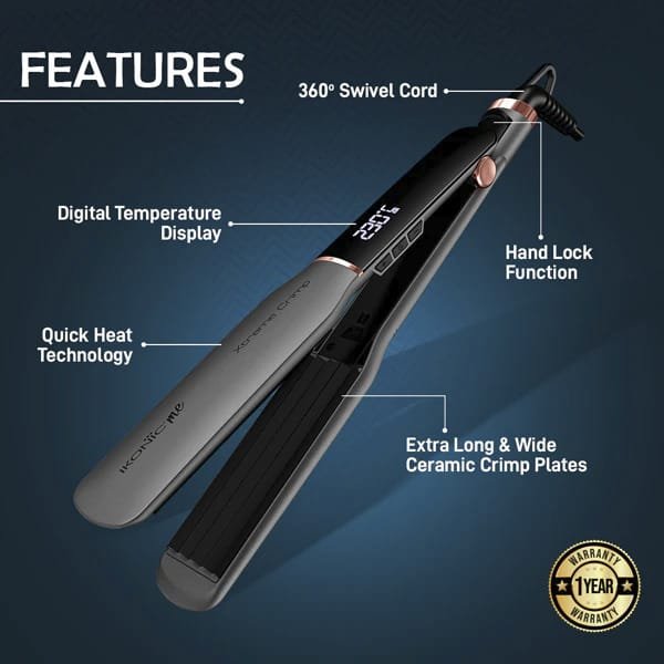 IKONIC ME XTREME HAIR CRIMPER STONE GRAY