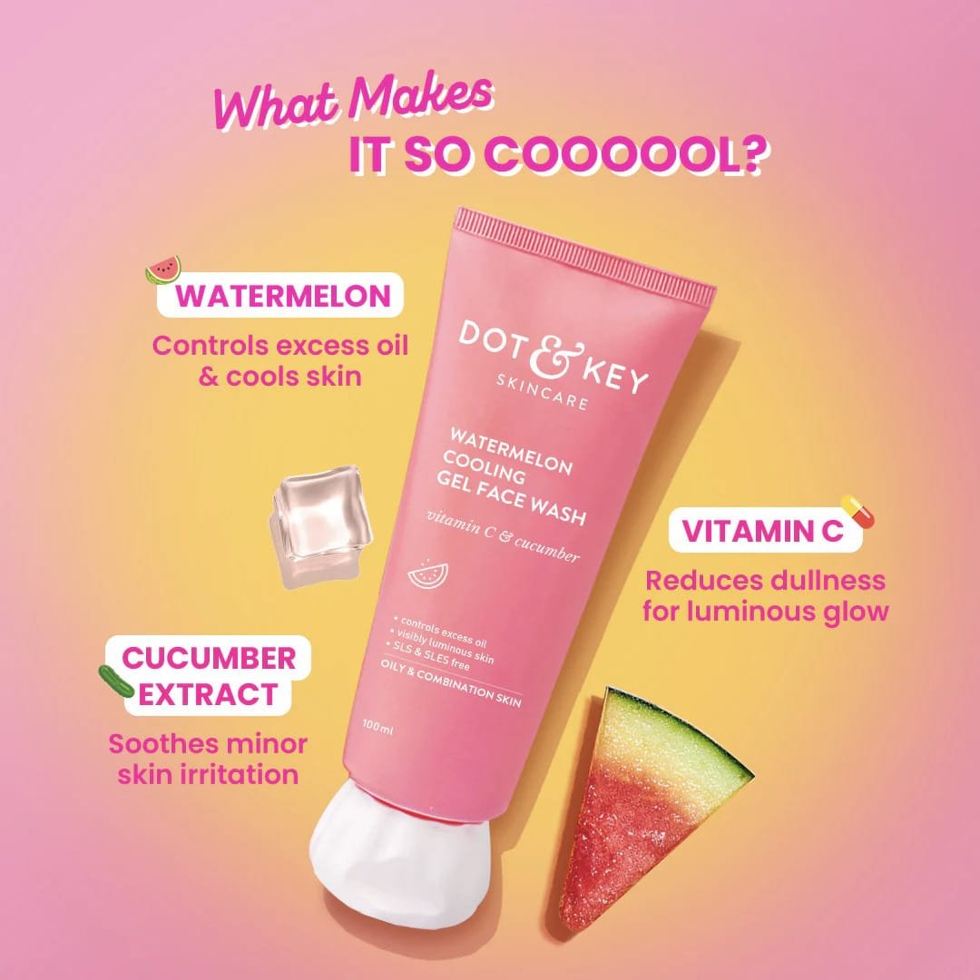 DOT & KEY WATERMELON COOLING GEL FACE WASH WITH VITAMIN C & CUCUMBER