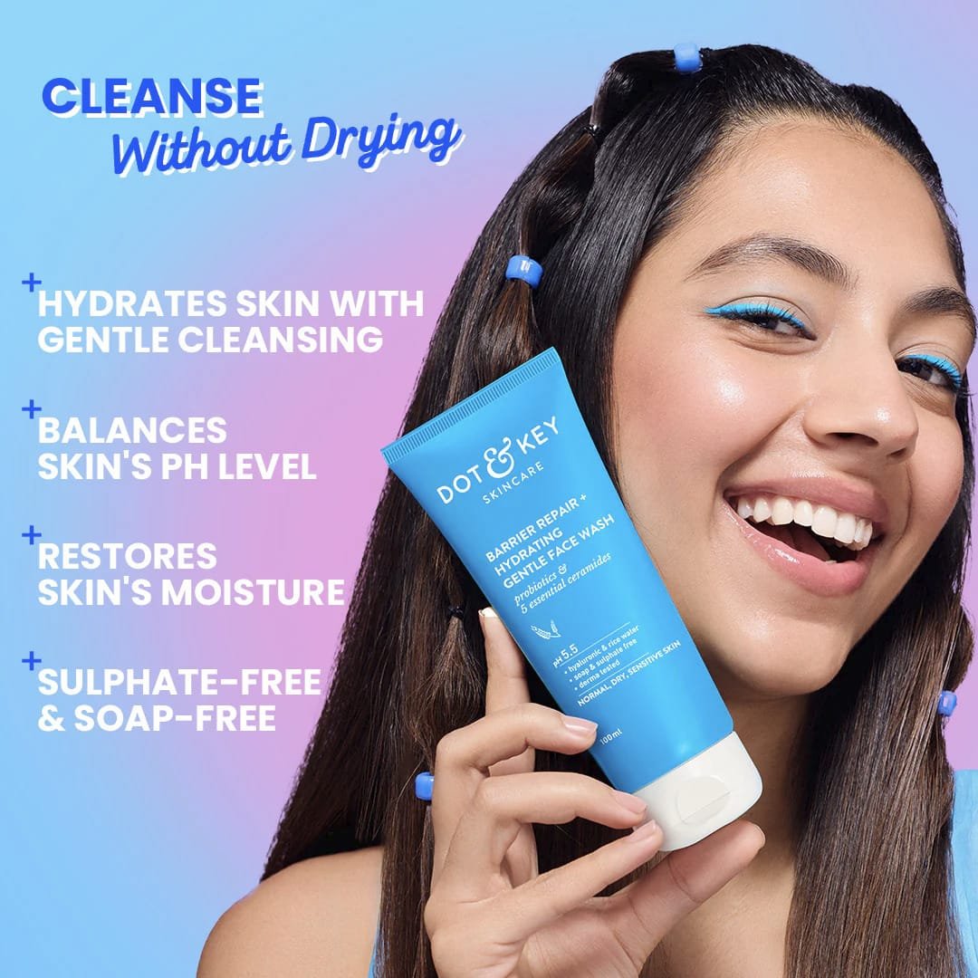 DOT & KEY BARRIER REPIAR + HYDRATING GENTLE FACE WASH WITH 5 CERAMIDES & JAPANESE RICE WATER