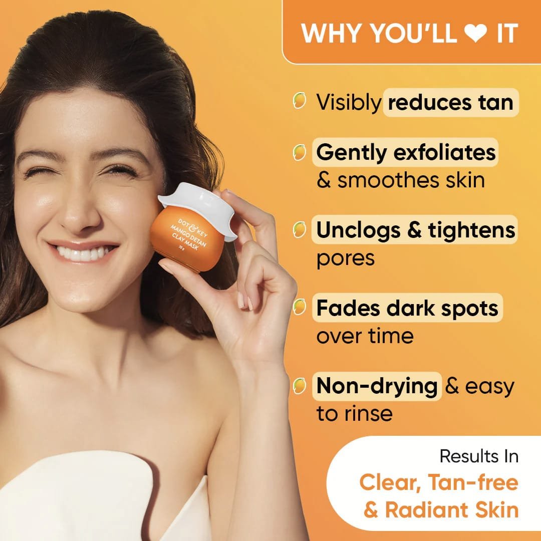 DOT & KEY MANGO DETAN CLAY MASK WITH GLYCOLIC & NIACINAMIDE
