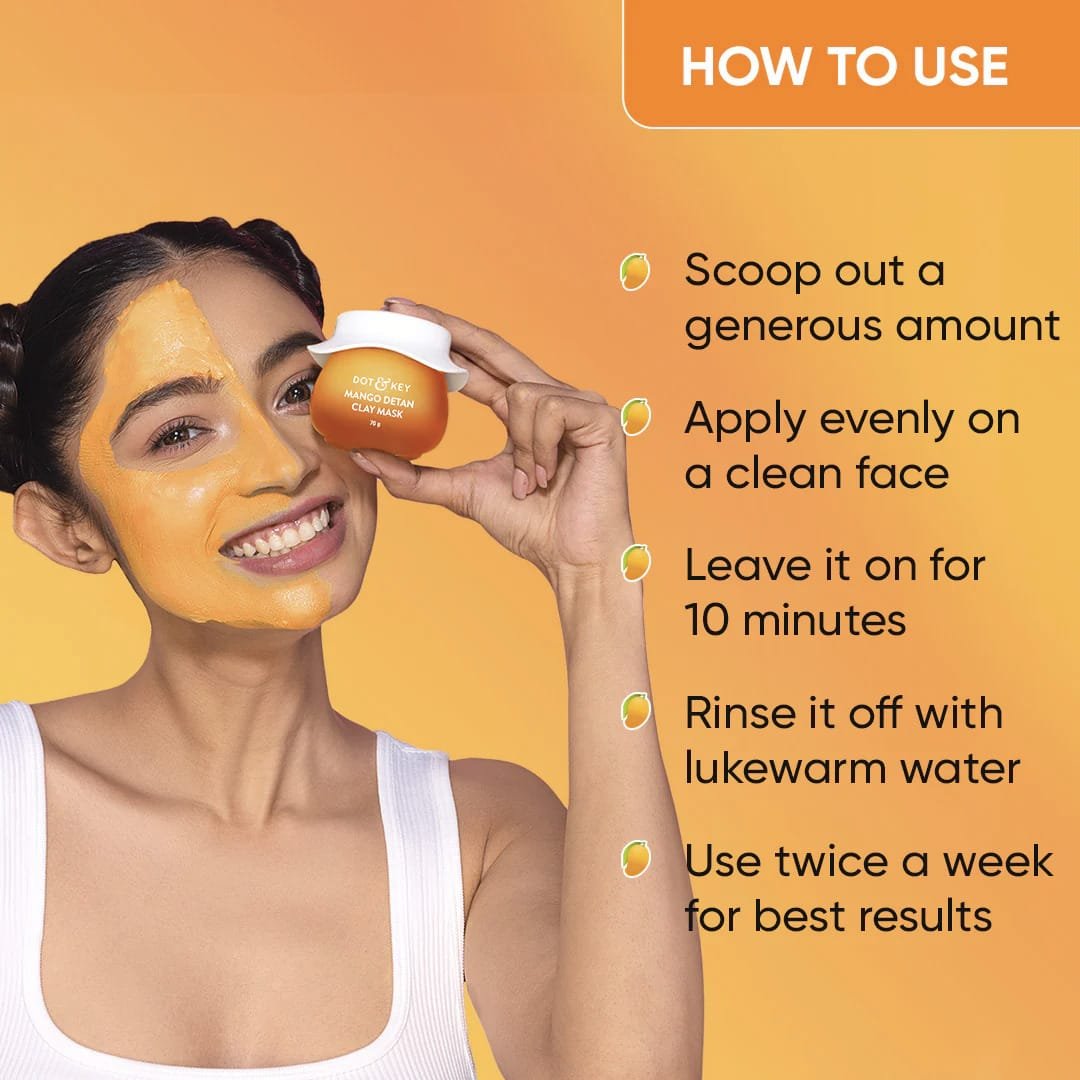 DOT & KEY MANGO DETAN CLAY MASK WITH GLYCOLIC & NIACINAMIDE