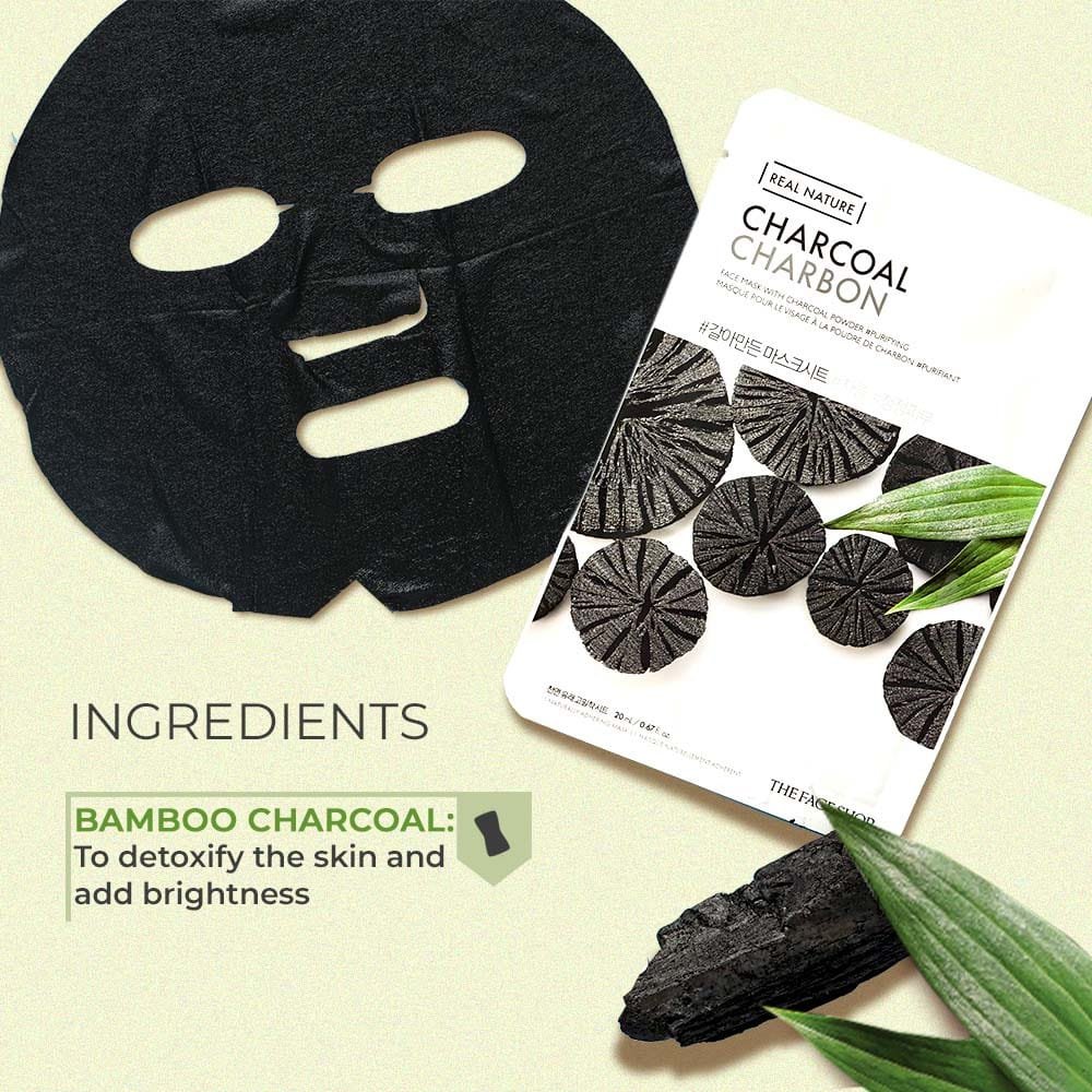 The Face Shop Real Nature Charcoal Carbon Face Mask   20g