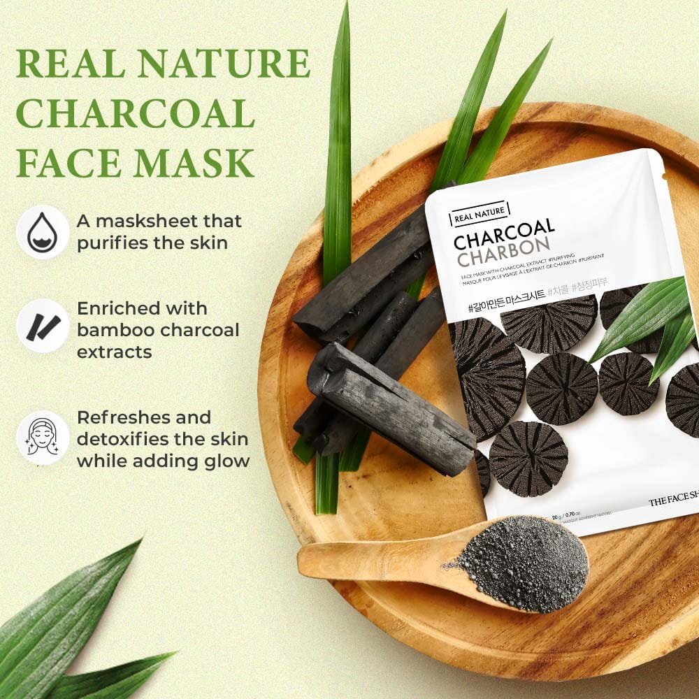The Face Shop Real Nature Charcoal Carbon Face Mask   20g