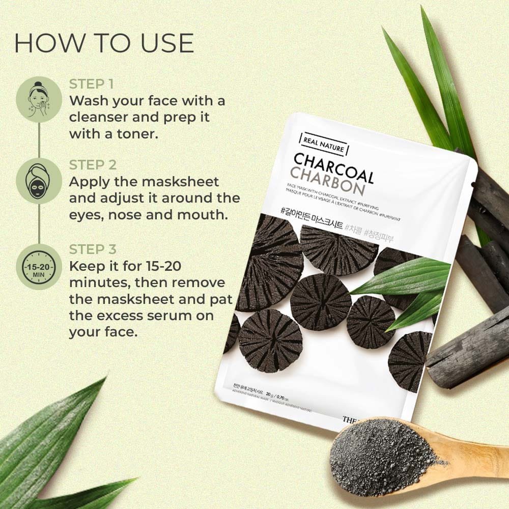 The Face Shop Real Nature Charcoal Carbon Face Mask   20g