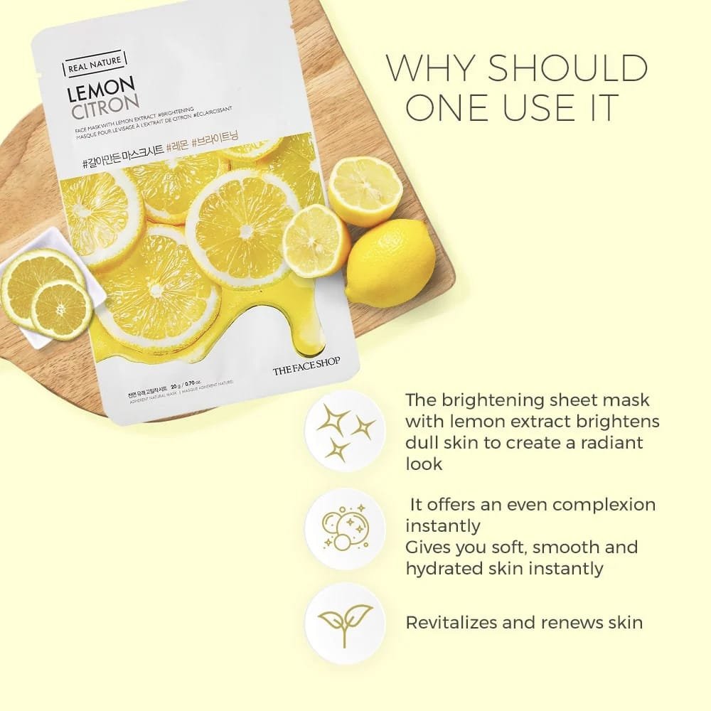 The Face Shop Real Nature Lemon Citron Face Mask Lemon   20g