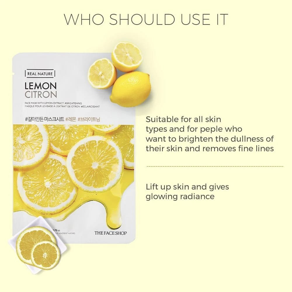 The Face Shop Real Nature Lemon Citron Face Mask Lemon   20g