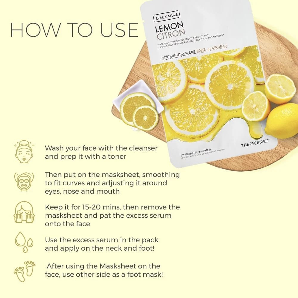 The Face Shop Real Nature Lemon Citron Face Mask Lemon   20g