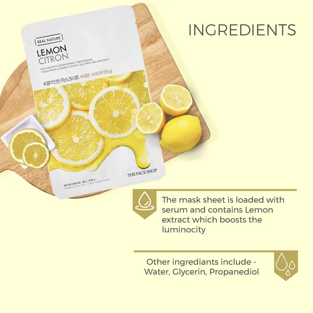 The Face Shop Real Nature Lemon Citron Face Mask Lemon   20g