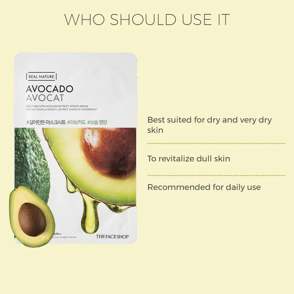The Face Shop Real Nature Avocado Face Mask  20g