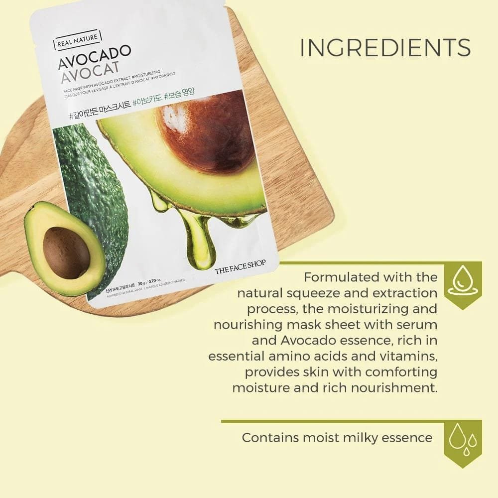 The Face Shop Real Nature Avocado Face Mask  20g