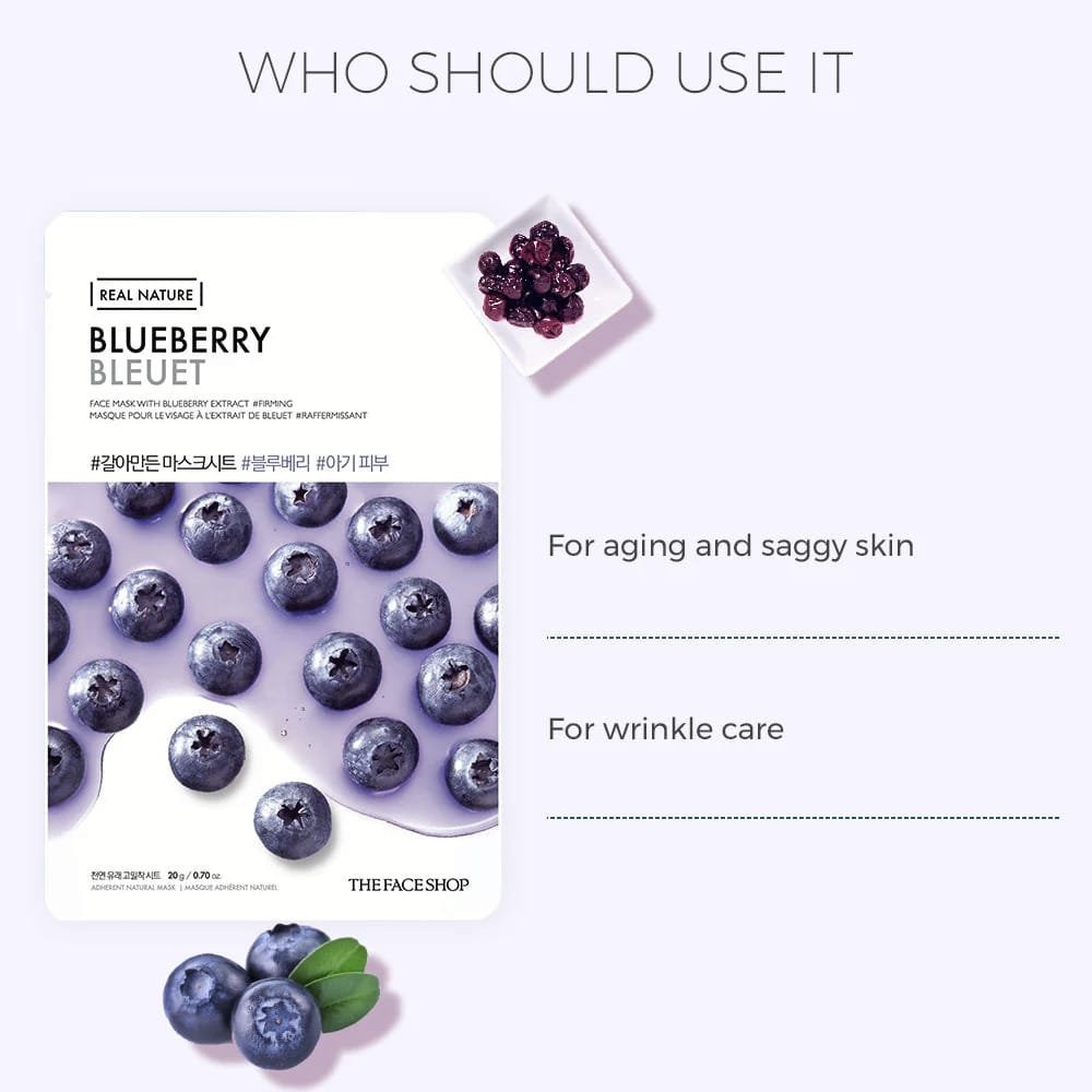 The Face Shop Real Nature Blueberry Face Mask   20g