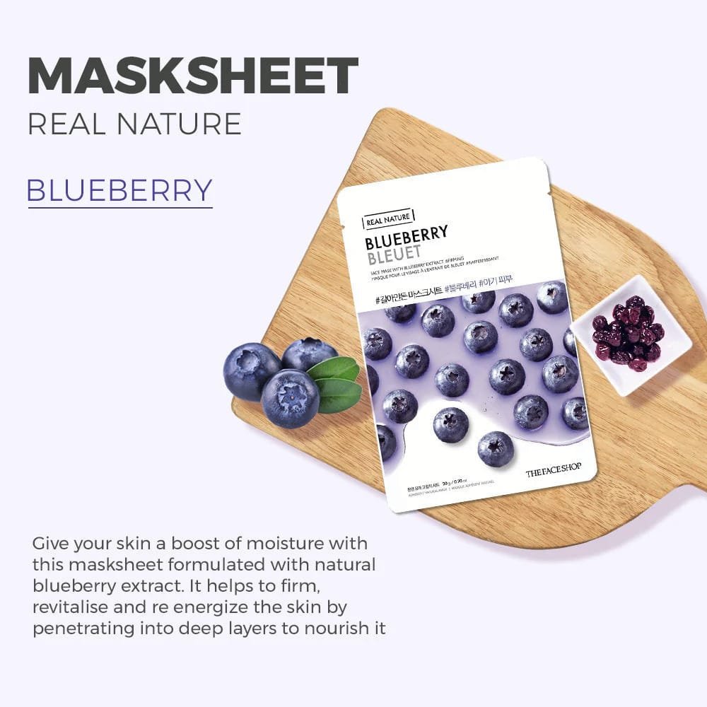 The Face Shop Real Nature Blueberry Face Mask   20g
