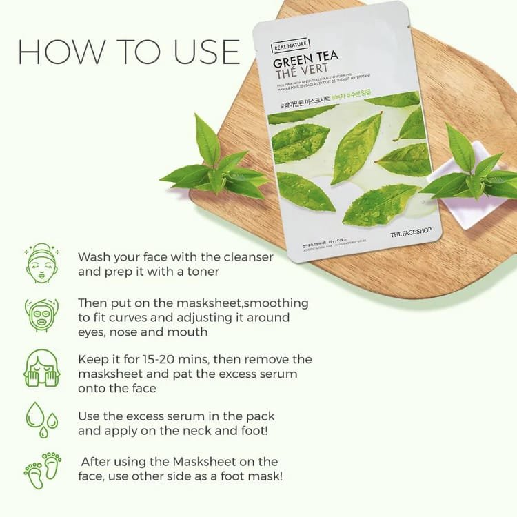 The Face Shop Real Nature Green Tea Face Mask  20g