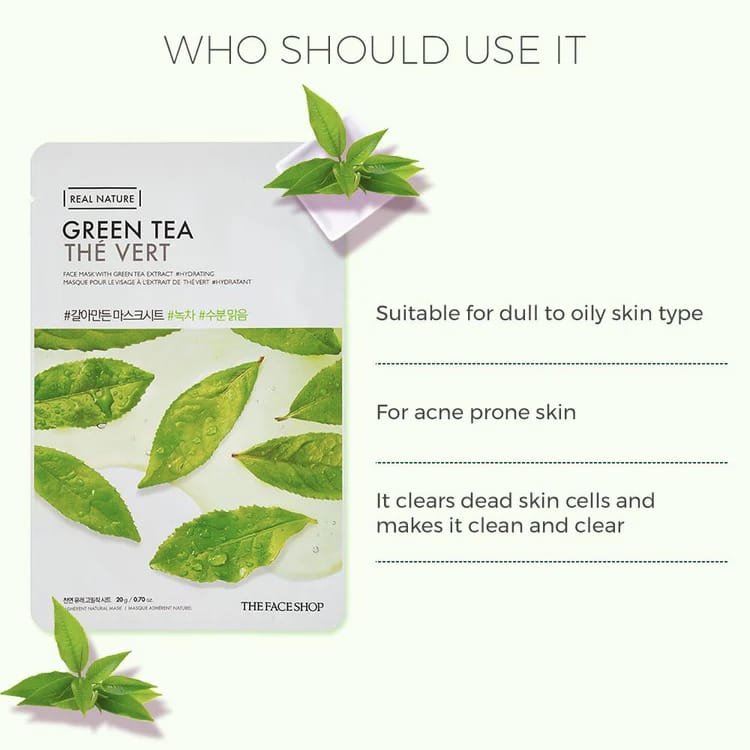 The Face Shop Real Nature Green Tea Face Mask  20g