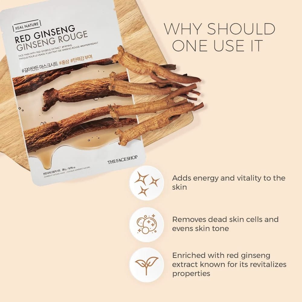 The Face Shop Real Nature Red Ginseng Face Mask  20g
