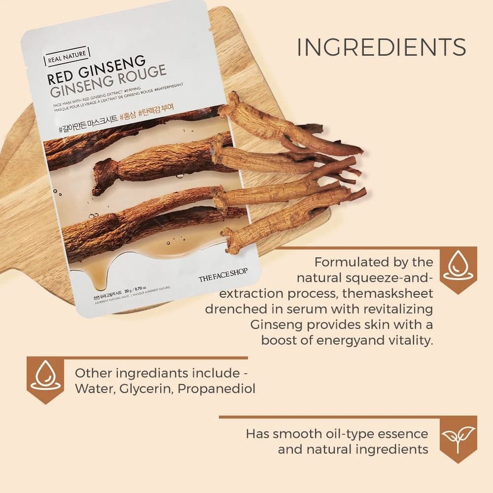 The Face Shop Real Nature Red Ginseng Face Mask  20g