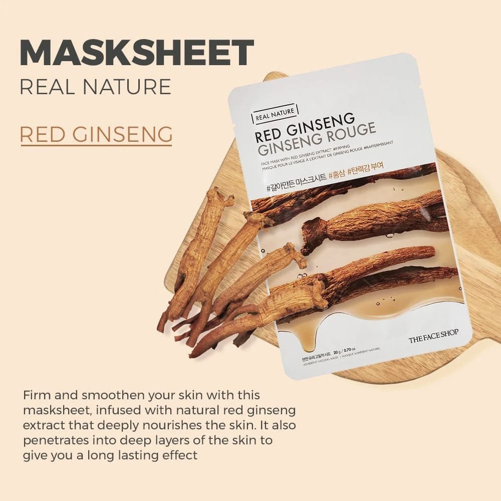 The Face Shop Real Nature Red Ginseng Face Mask  20g