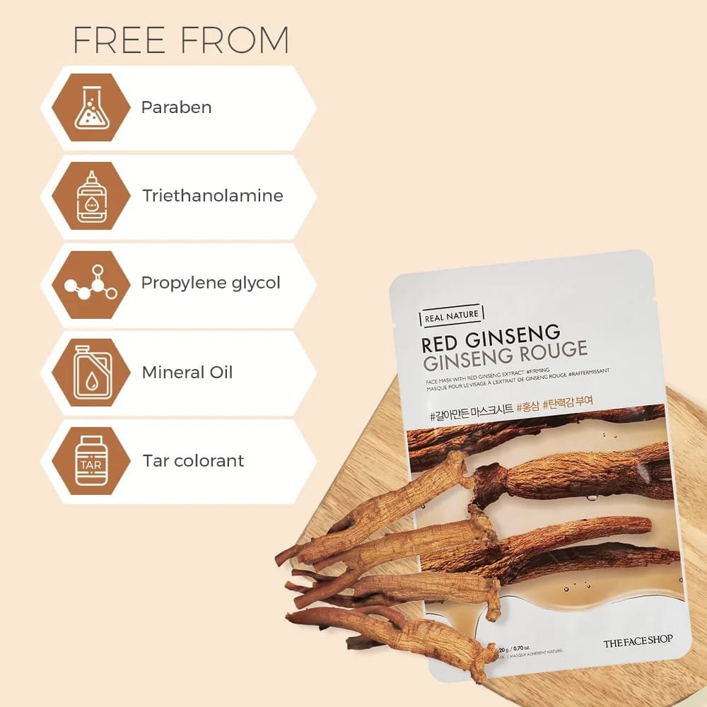 The Face Shop Real Nature Red Ginseng Face Mask  20g