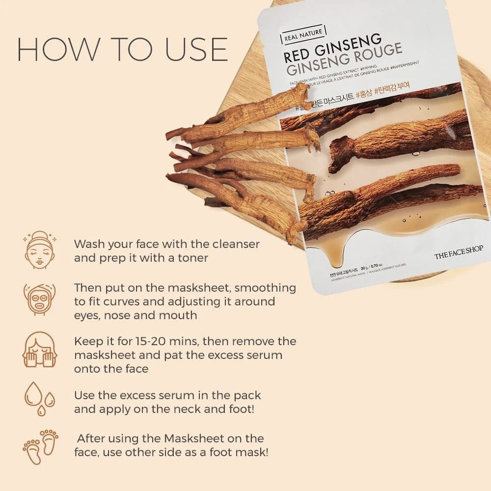 The Face Shop Real Nature Red Ginseng Face Mask  20g