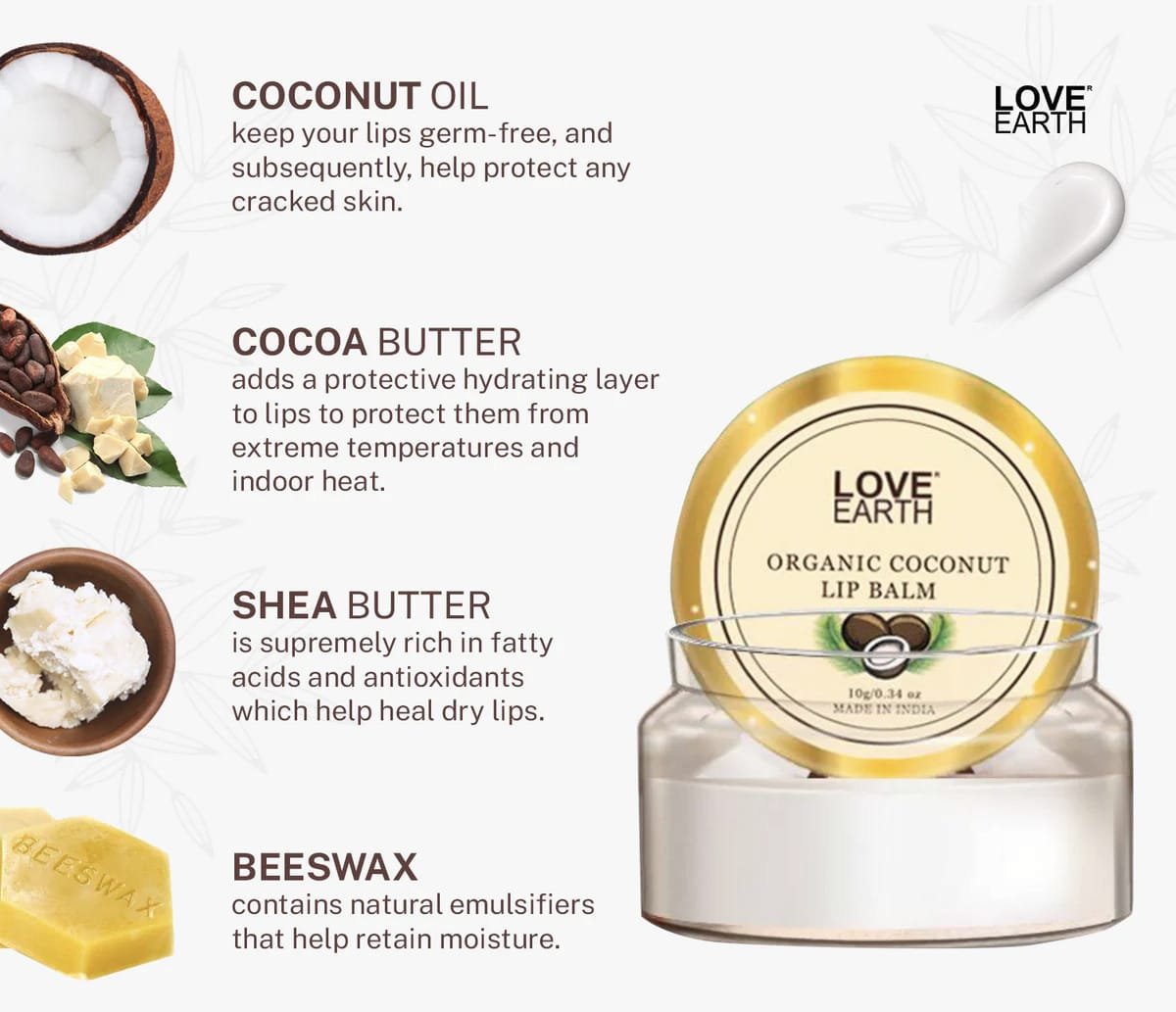 LOVE EARTH Coconut Lip Balm 10g