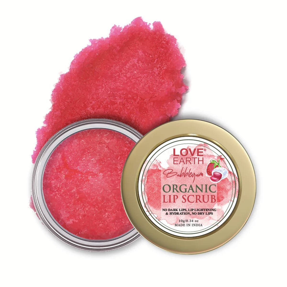 LOVE EARTH BUBBLEGUM ORGANIC LIP SCRUB 10G