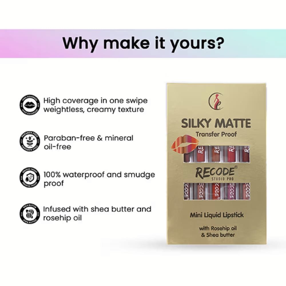 Recode Silky Matte Mini Liquid Lipstick 15ml (1.50ml x 10)