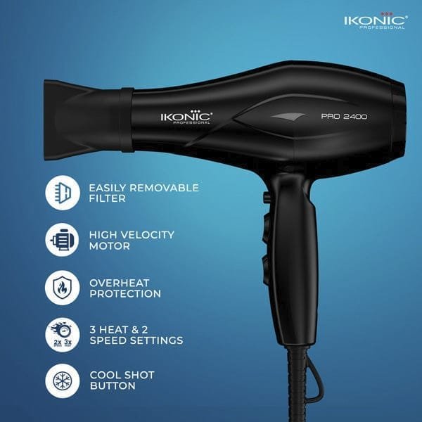 IKONIC PROFESSIONAL HAIR DRYER PRO 2400 - BLACK