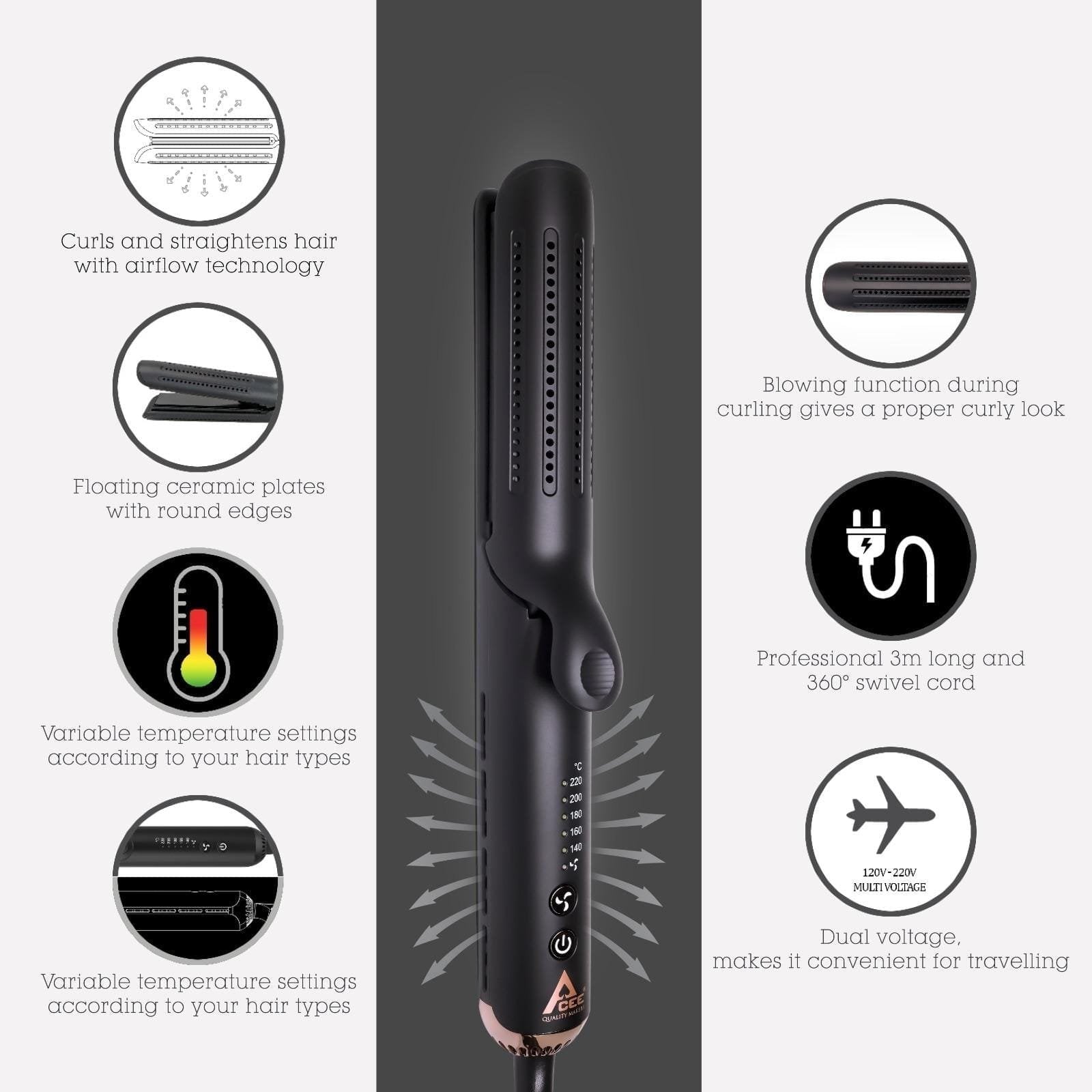 ACEE PRO DUO AIRFLOW ONYX BLACK - STRAIGHT&CURL