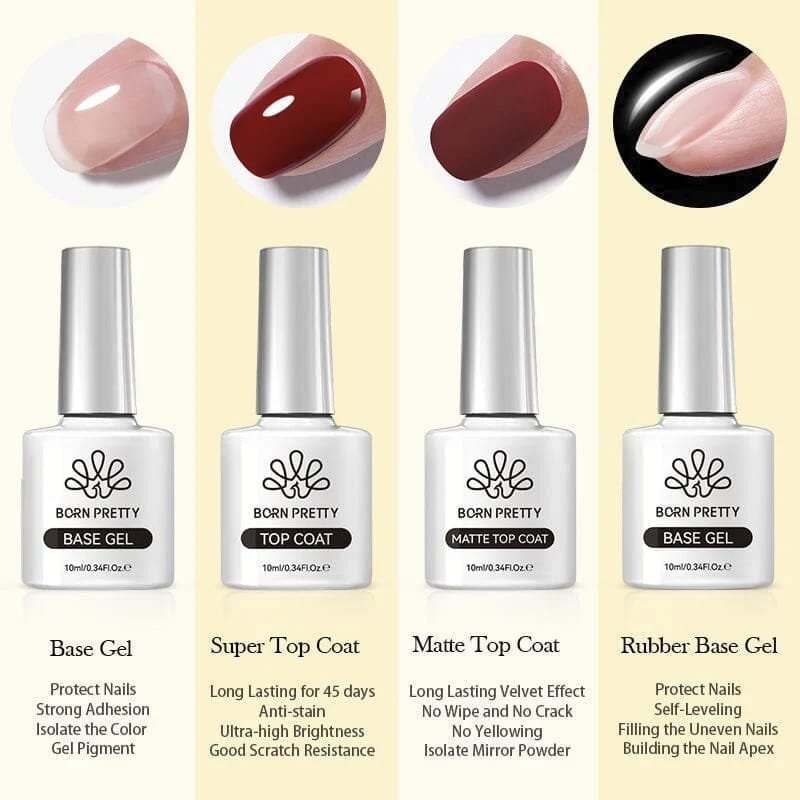 BORN PRETTY 10ml 4 Rubber Base GEL Coat