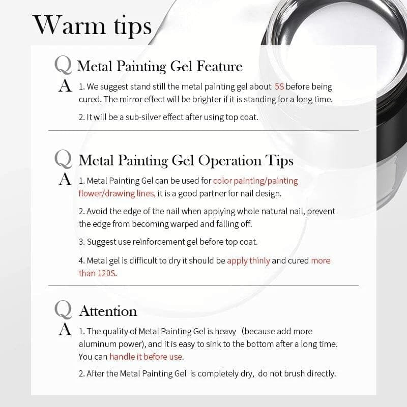 BORN PRETTY Super Shiny Silver Metal Painting Gel