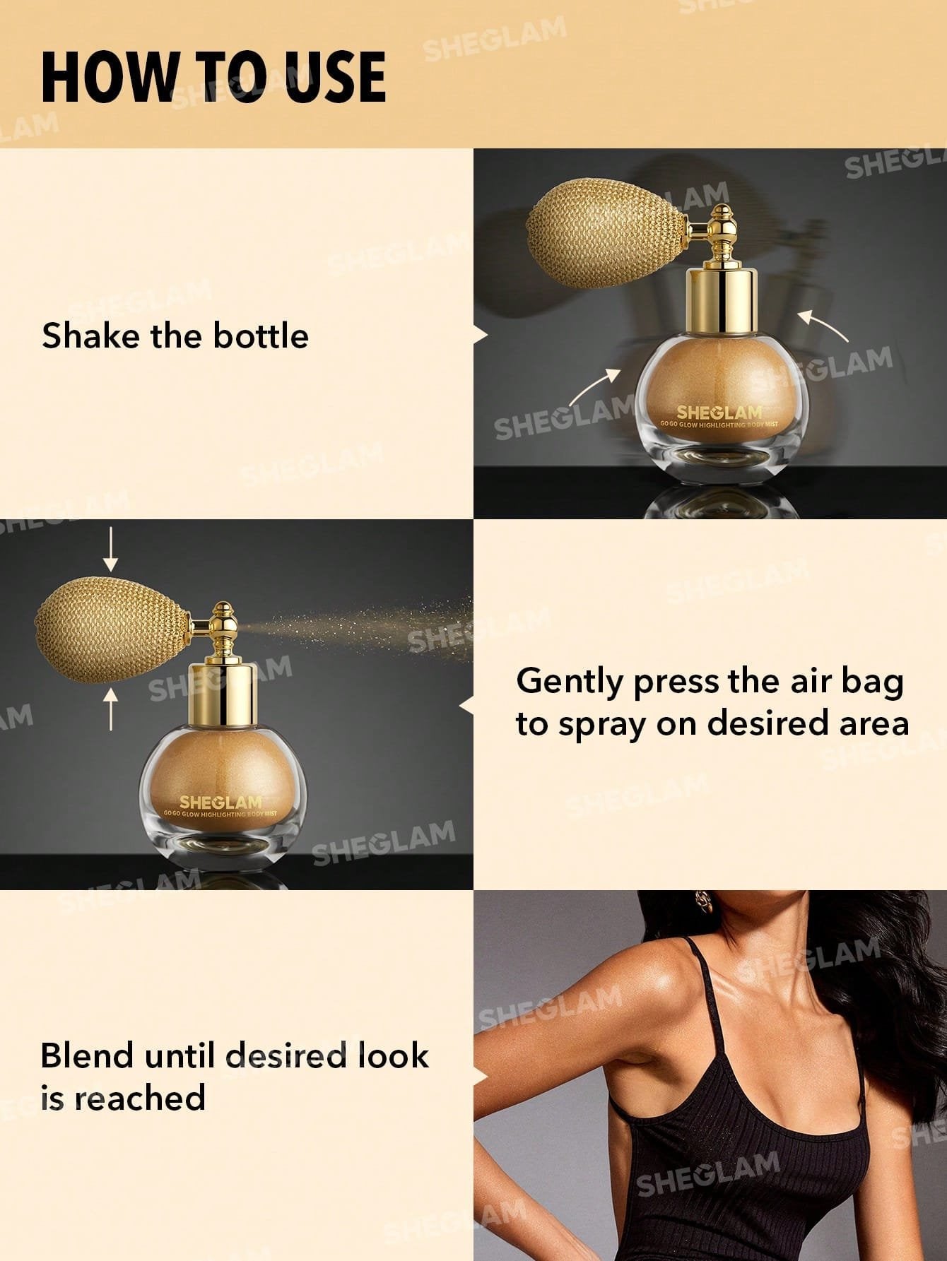 SHE GLAM GO GO GLOW HIGLIGHTING BODY MIST 10 GMS
