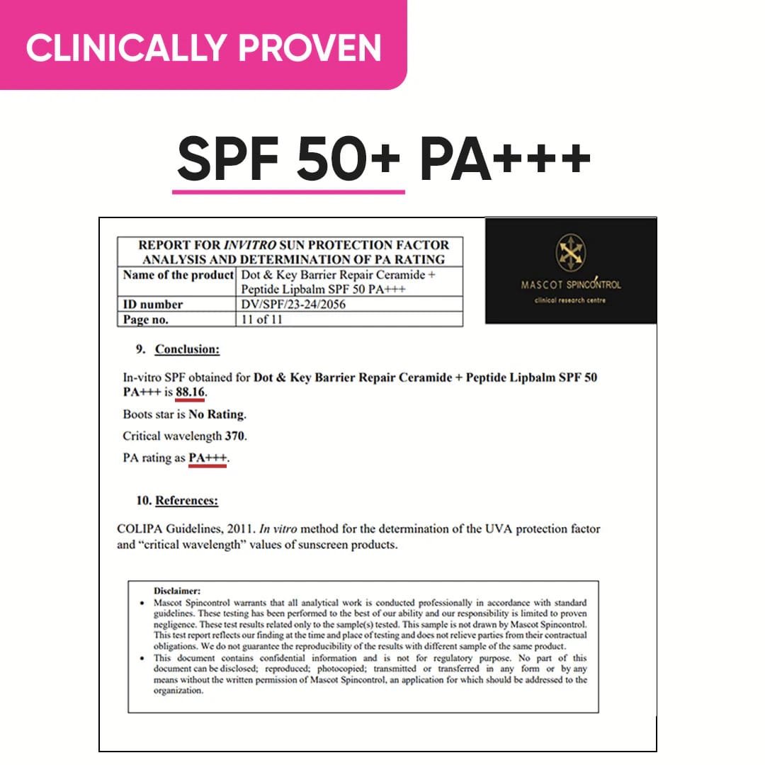 DOT & KEY BARRIER REPAIR CERAMIDE + PEPTIDE LIP BALM SPF 50PA++ UVA+UVB 10G