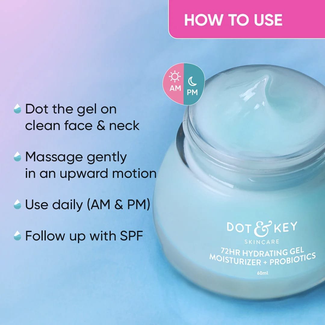 DOT & KEY 72 HR HYDRATING GEL MOISTURIZER + PROBIOTICS WITH HYLURONIC & JAPANESE RICE WATER