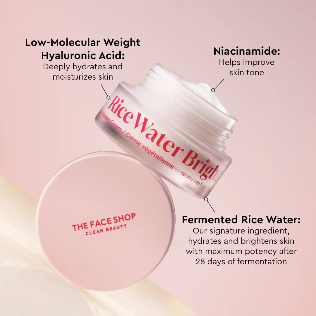 The Face Shop Rice Water Bright Vegan Cream   50ML